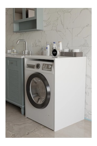 Modern Çamaşır Makinesi Kaplama Dolabı Tezgah Koruyucu Çok Amaçlı Banyo Düzenleyici Beyaz