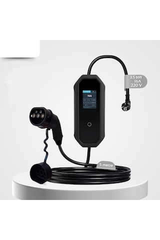16A 3.5Kw Monofaze Schuko Fiş Taşınabilir Elektrikli Araç Şarj Cihazı 5 M Türkçe