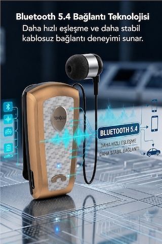 Lkb-38 Bluetooth Kulaklık V5.4, Geri Çekilebilir Makaralı, 1440 Saat Bekleme, Hd Ses, Gürültü Engelleme