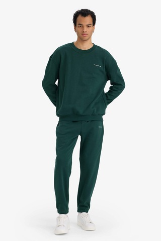 Defacto Boxy Fit 2li Takım Bisiklet Yaka Baskılı Sweatshirt Eşofman Altı F9623ax25augn919 Yeşil-gn919