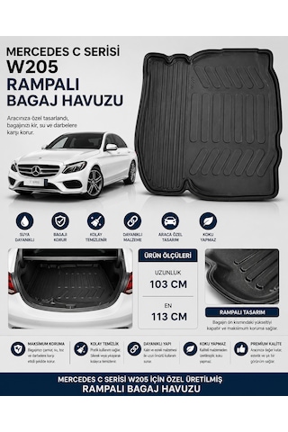 Mercedes C Serisi W205 Rampalı Bagaj Havuzu Kalın Tip