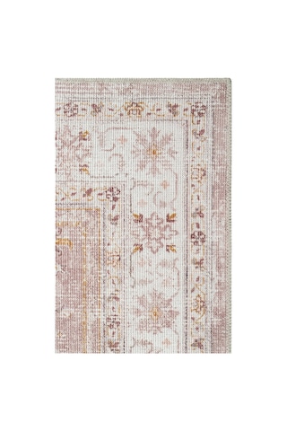 Eko Halı Elista Els 201 Cream Beige Kaydırmaz Yıkanabilir Vintage Desenli Kilim Krem Bej