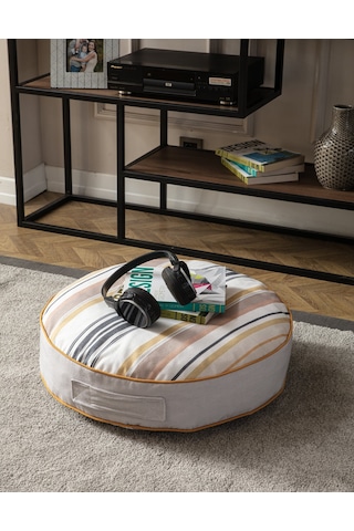 Şeritli Puf Minderi, Büyük Boy, Yer Minderi, Balkon Ve Teras İçin