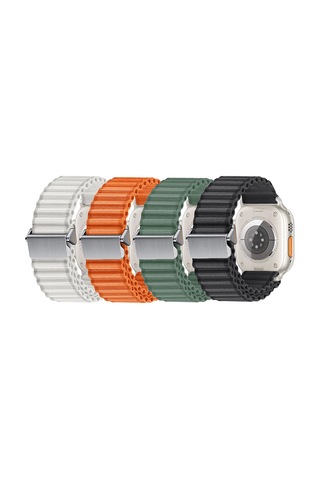 Watch 10 46mm Uyumlu Zore Krd-123 Naylon Kumaş Hasır Örgülü Kordon-siyah