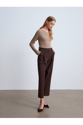 Dilvin 72251 Pensli Düz Paça Pantolon-kahve