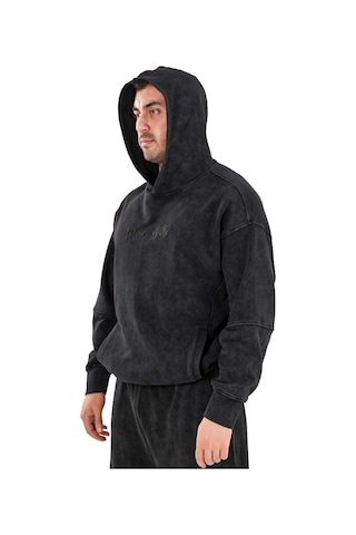 Kingsize Nutrition Kingsize Darksteel Antik Yıkamalı Oversize Sweatshirt Siyah Siyah
