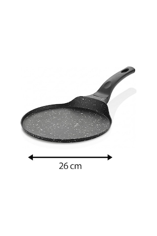 26 Cm Krep Tavası - Düz Tabanlı Pankek, Krep Ve Gözleme Tavası Siyah