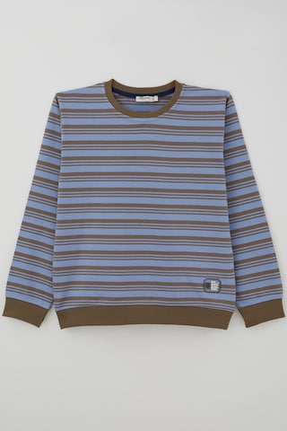 Breeze Erkek Çocuk Sweatshirt Çizgili Arma Detaylı 4-10 Yaş , Mavi