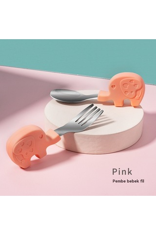 Jian Fan Çocuk Sofra Takımısa Saplıçatal Kaşık Bebek Taşına "itim Tamlayıcıyemek Kaşıbebek" Yeşil