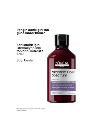 Loreal Professionnel Vitamino Color Spectrum Sarı Saçlar İçin Sarı Tonlarını Nötralize Edici Mor Şampuan 300 Ml