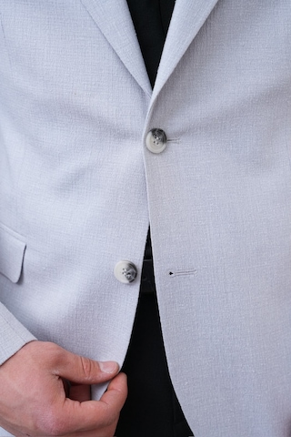 Dupont Classics Dupont Slim Fit Sivri Yaka 6 Drop Çift Yırtmaç Keten Blazer Ceket - Nefes Alabilen Hafif Erkek Ceket Gümüş