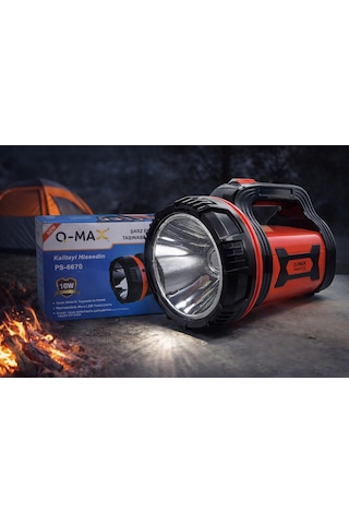 Q-max Ps-6670 Şarj Edilebilir El Feneri 10w Güçlü Led Taşınabilir Uzun Ömürlü Projektör Fener Diğer