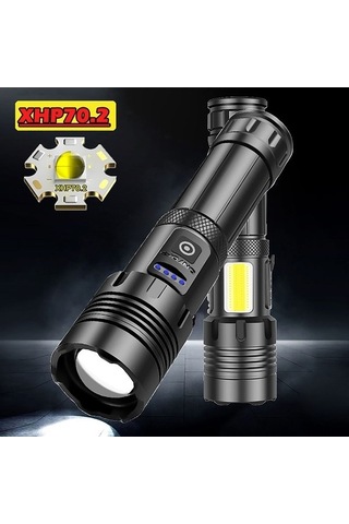 Ulzyvf Yüksek Xhp70 Usb Şarjlı, 20000 Rk Siyah Taktik Fener Createtech Zoomlanabilir Yürüyüşü, Kamp İçin Siyah