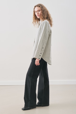 Oversıze Çizgili Gömlek Siyah Çizgi Siyah Çizgi