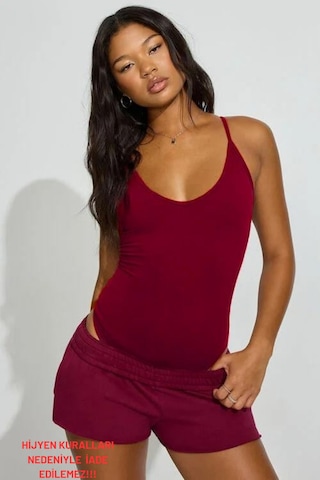 Madmext Bordo Askılı Kadın Bodysuit Mg2542