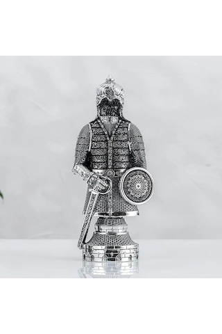 Gümüş Renk Ayetel Kürsi İşlemeli Osmanlı Zırh Biblo Swarovski Taşlı Dekoratif Hediye
