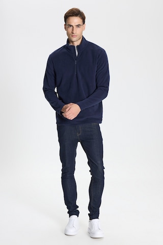 Anti-pilling Tüylenme Yapmayan Standart Fit Bato Yaka Soğuk Geçirmez Sweatshirt Polar Lacivert