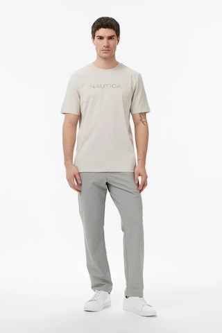 Nautica Erkek Bej Regular Fit Baskılı T-shirt-14489