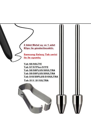 Samsung Uyumlu  S Pen Tab S6/s6 Lite, S7/s7 Plus/s7fe,s8,s8+,s8 Ultra,s9/s9+/s9 Ultra S10/s10+ 2 Tane Titanyum Akıllı Kalem
