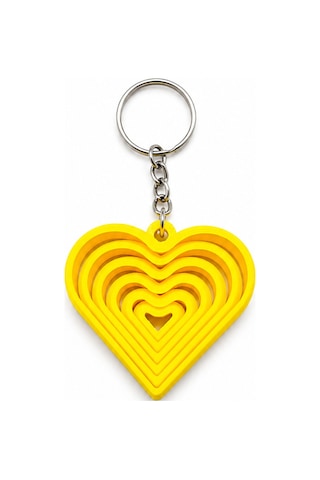 Tarzınıseç 3d Sarı Kalp Anahtarlık Charm 2'li Set