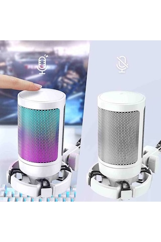 Fifine Ampligame A6V RGB USB Mikrofon Beyaz