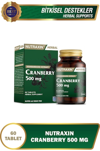 Nutraxin Cranberry - Turna Yemişi 500 Mg 60 Tablet