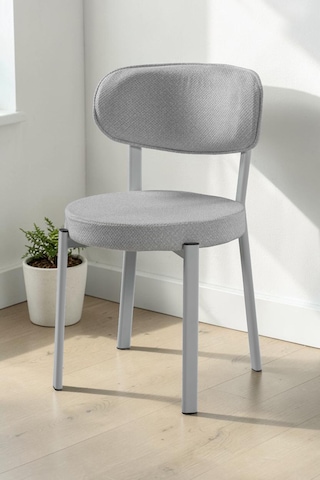Sakura Sandalye - Krem - Metal Beyaz Ayak 4 Adet - Salon Sandalyesi / Mutfak Sandalyesi