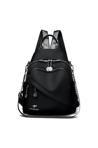 Fosenze Hafif Çok Katmanlı Siyah Nylon Sırt Çantası - Telefon Ve Kişisel Eşyalar İçin Siyah