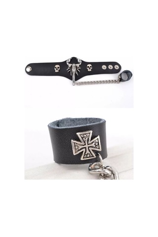 Tevdı Akıllı Deri Bileklik Zincirli Scorpion Rock Tarz 198606671 Siyah