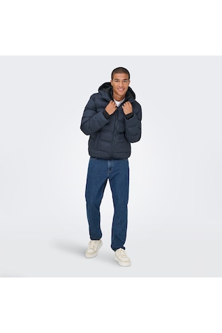 Only&sons Union Seamless Life Puffer Erkek Lacivert Kapüşonlu Mont Lacivert