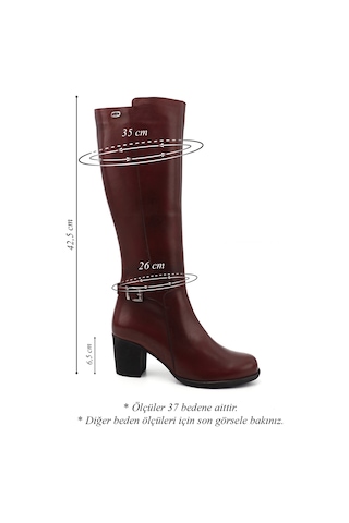 Gönderir Kadın Bordo Antik Fermuarlı Kalın Topuklu Hakiki Deri Çizme Gkzc13446501 Bordo