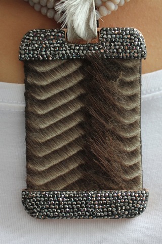 Niki Aksesuar Kristal Taş Orjinal Tay Tüyü Uçlu Markazit Taş İşlemeli Kolye Sarı