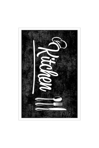 West Home Dijital Baskı Yıkanabilir Kaymaz Taban Mutfak Halısı Wh 448 Black