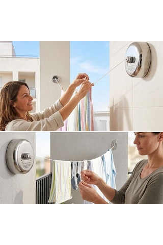 Buffer Paslanmaz Çelik Geri Çekilebilir Çamaşır İpi Duvar Tipi Duvara Monte Banyo,balkon,bahçe Çamaşır Kurutma Askısı Çok Renkli