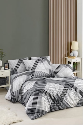 Mulberry Arven Nevresim Takımı Ranforce Çift Kişilik 200x220 Gri - Antrasit