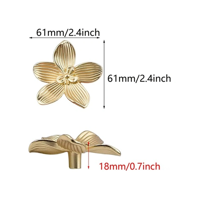 Fortunelane Altın Petal Çelik Dolap Kolu, 4 Adet, Zenginleştirici Dekorasyon