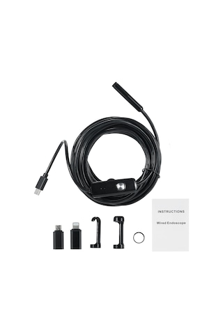 Geeksen 8mm Ip68 Su Geçirmez Endoskop Kamera - 1920p Hd, 3.5m Sabit Kablolu, 8+1 Led Işık, İphone/android Uyumlu, Siyah An112