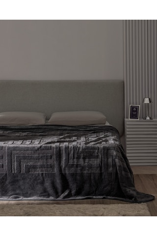 Clementine Çift Kişilik Vizon Emboss Battaniye - Antrasit Gri