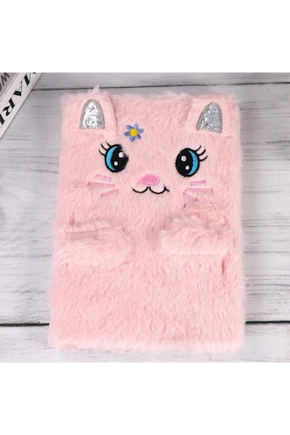 Peluş Çizgili Kedi Tasarımlı Defter