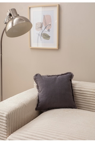 Swita Home Saçaklı Tek Renk 43x43 Kırlent Kılıfı Antrasit