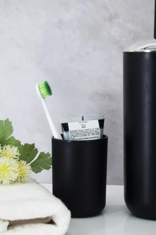 Siyah, Plastik Diş Fırçalık 7,5 10 Cm, Macunluk, Banyo Düzenleyici - Brasil Model Çok Renkli
