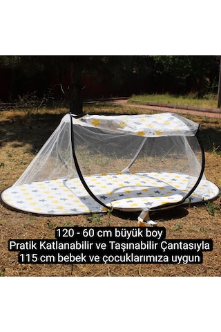Katlanabilir Bebek Cibinlik Tül Sineklik Haşere Koruyucu Çantalı Bebek Gölgelik Çadırı 120-60 Cm