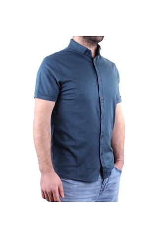 Twister Jeans Twister 1853 Petrol Kısa Kol Günlük Pamuklu Erkek Gömlek Petrol