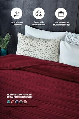 Mayer Supersoft Yumuşak Tek Kişilik Battaniye 150x230 Cm Kırmızı Açık Bej