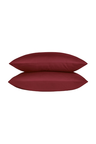 Linestyle 2'li Yastık Kılıfı %100 Pamuk Saten Bordo