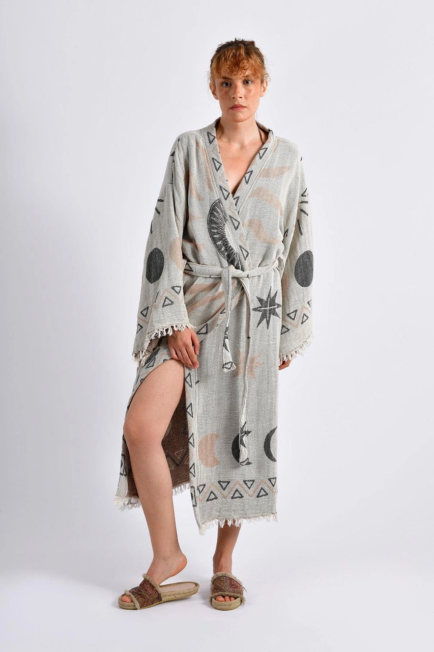Brandsmithshop Gri- Kahverengi Sun Kimono Çok Renkli