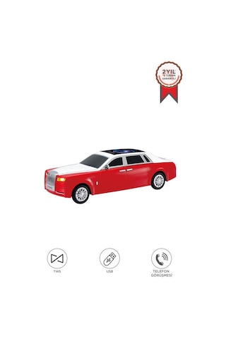 Premium D82 Kırmızı Bluetooth Hoparlör 15w Eğlence Ürünü Araç Şekilli Ev Aksesuarı