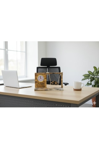 El Yapımı Ahşap Salıncaklı Masa Saati Koleksiyondan Ahşap