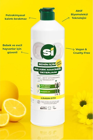 Si Senin İçin %100 Doğal Bulaşık Makinesi Deterjanı Limon Otu Yağlı 750 Ml.