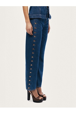 Nocturne Metal Düğme Detaylı Denim Pantolon N26yd18167 Koyu Mavi